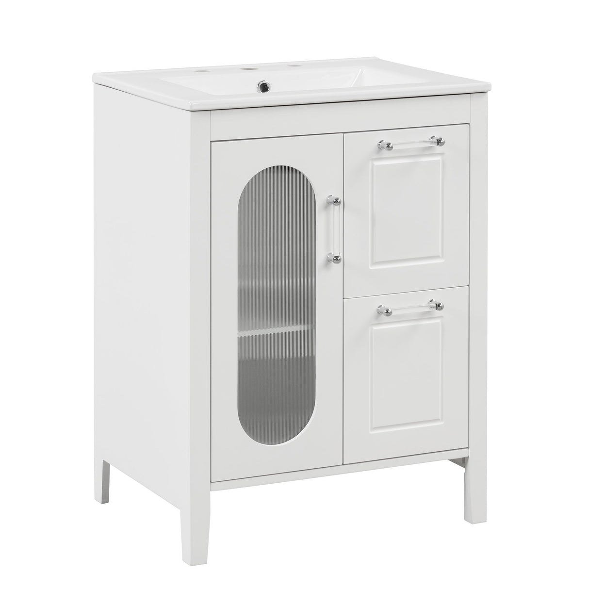 Modern Bathroom Vanity With Sink, Cabinet With 2 Drawers And Door, Adjustable Shelf