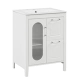 Modern Bathroom Vanity With Sink, Cabinet With 2 Drawers And Door, Adjustable Shelf