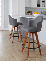 Ahoy - Contemporary Fixed-Height Counter Stool With Walnut Bamboo Frame (Set of 2)