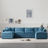 Modular Sectional With Deep And Wide Seat, Cloud Couch Set With Double Cushions Sofa With Movable Ottoman