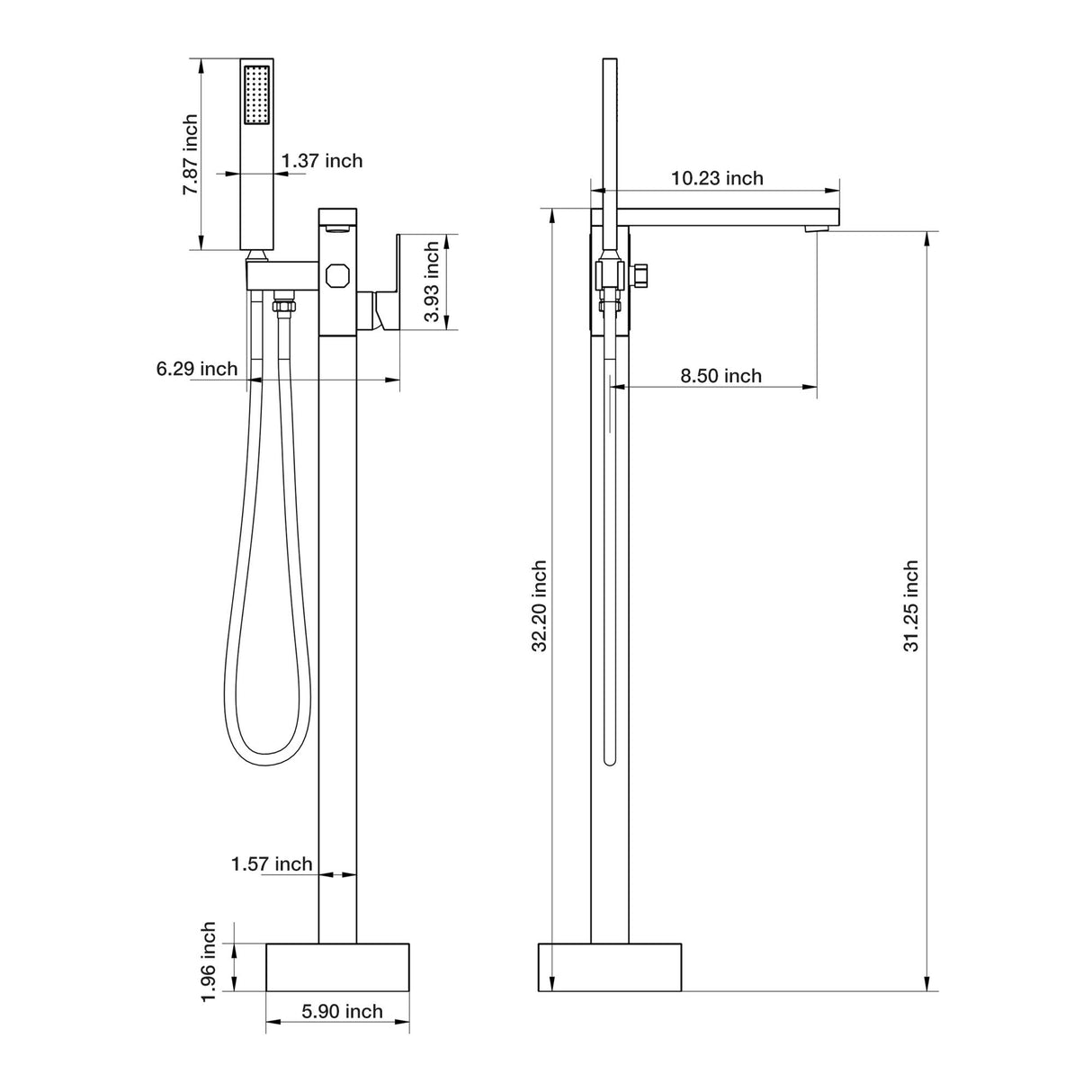Freestanding Bathtub Faucet With Waterfall Tub Filler And Hand Shower