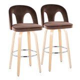 Ava - Upholstered Fixed-Height Barstool (Set of 2) - Natural Wood Base