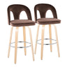 Ava - Upholstered Fixed-Height Barstool (Set of 2) - Natural Wood Base
