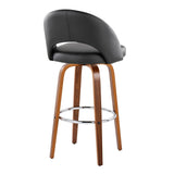 Renee - Upholstered Fixed-Height Barstool (Set of 2) - Walnut Wood, Chrome Metal