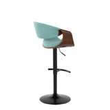 Curvo - Adjustable Barstool (Set of 2) - Walnut And Teal