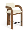Cedra - Velvet Performance Fabric Upholstered Counter Stool - Brown Frame