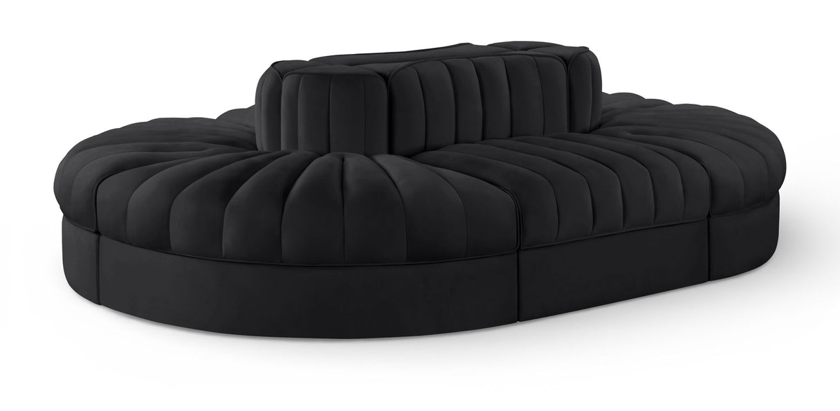 Rummi - Oval Velvet Performance Fabric Upholstered 6 Piece Modular Sectional