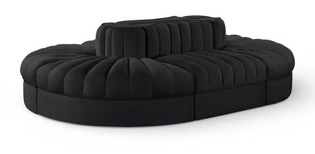 Rummi - Oval Velvet Performance Fabric Upholstered 6 Piece Modular Sectional