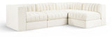Rummi - Velvet Performance Fabric Upholstered 4 Piece Modular Sectional