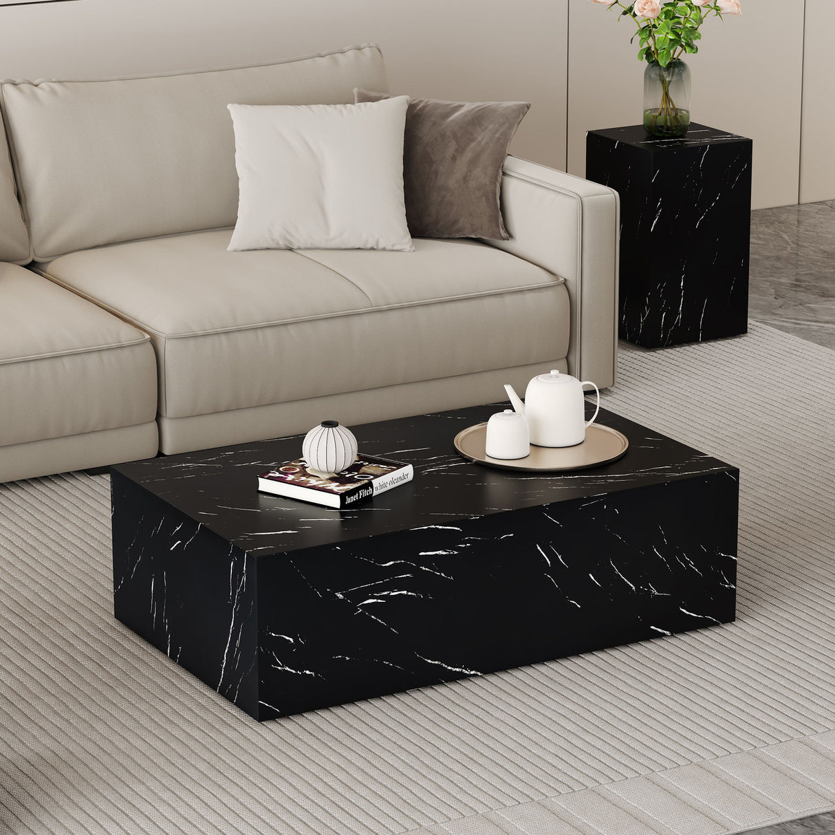 Modern Coffee Table With Light Wood Texture Pattern