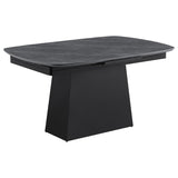 Potero - Faux Marble Extension Leaf Dining Table - Black