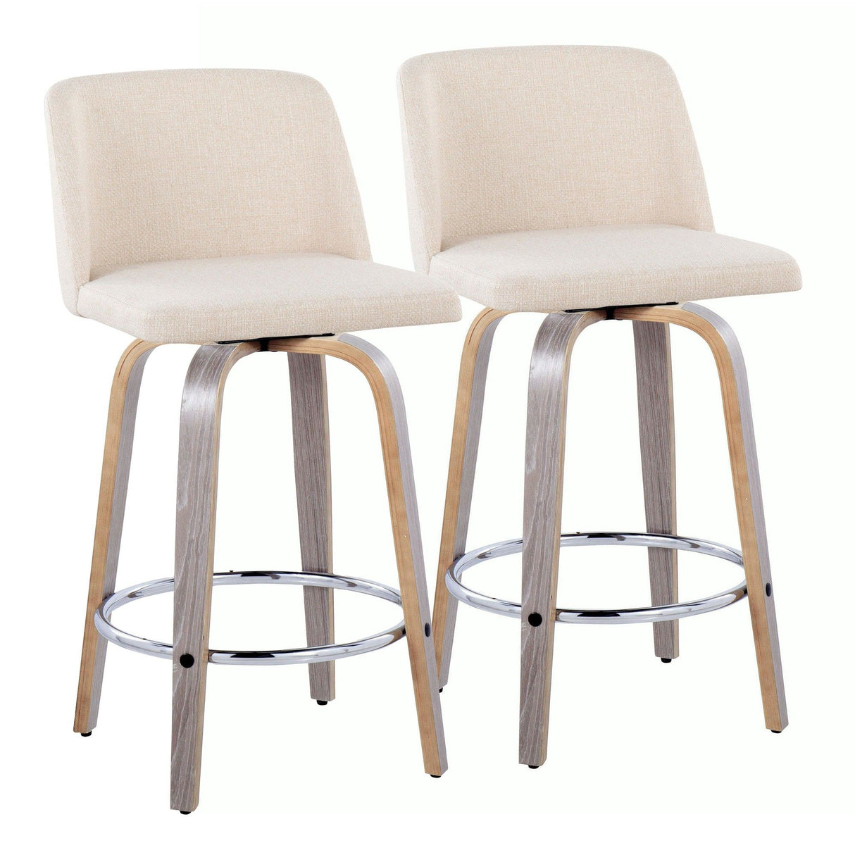 Toriano - 26" Fixed-Height Counter Stool (Set of 2) - Light Gray And Cream