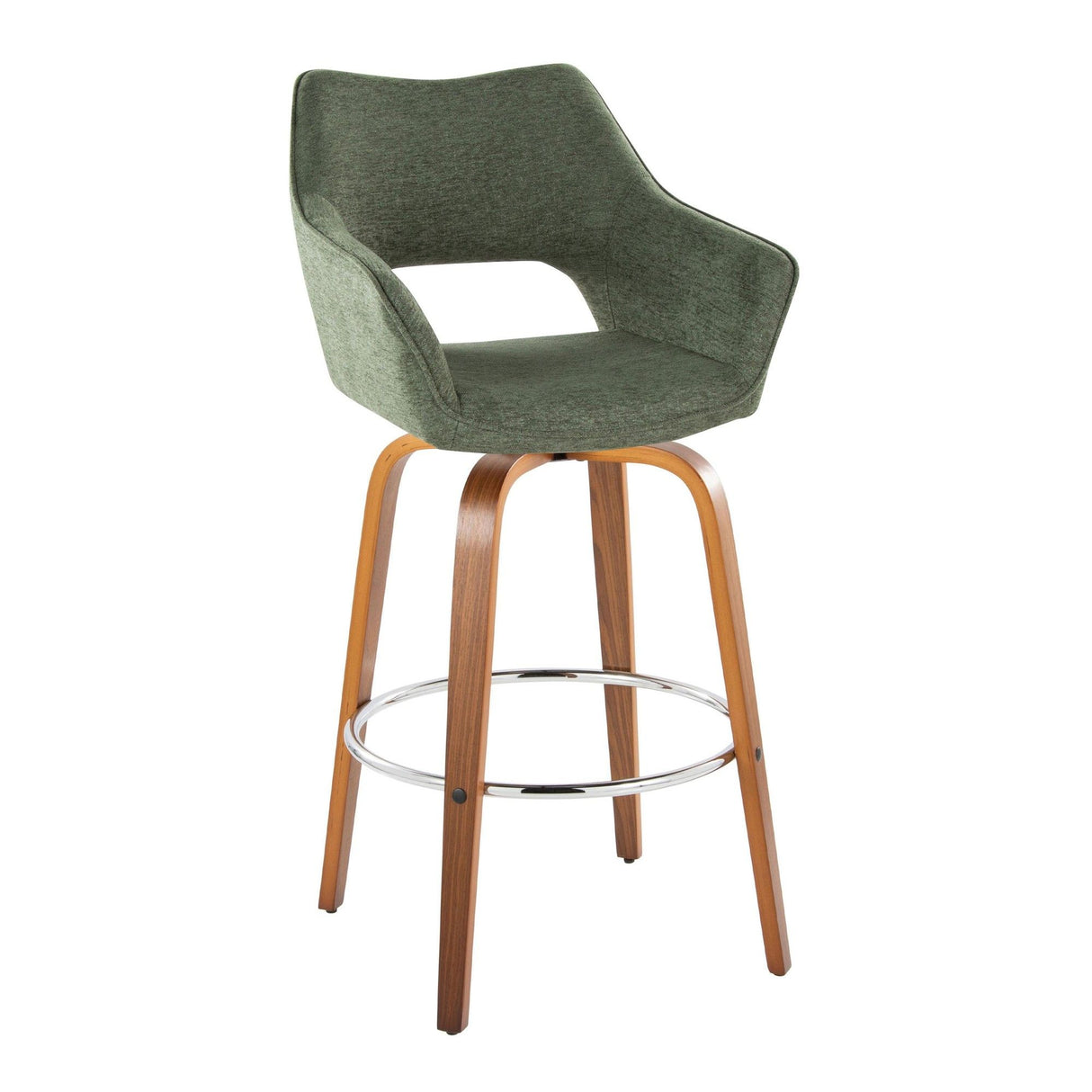 Mustang - Fixed-Height XL Barstool (Set of 2) - Walnut Wood