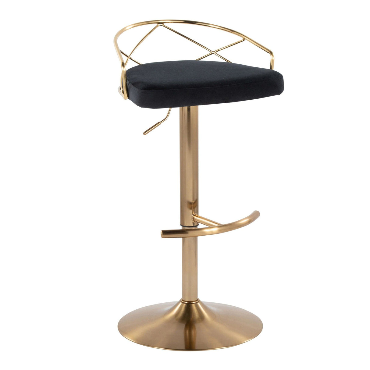 Charlotte - Glam Adjustable Swivel Barstool (Set of 2) - Gold Frame