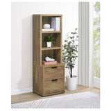 Multifunctional Bookcase With Three Open Shelves, 2 Drawers, Dual USB Charging Outlet