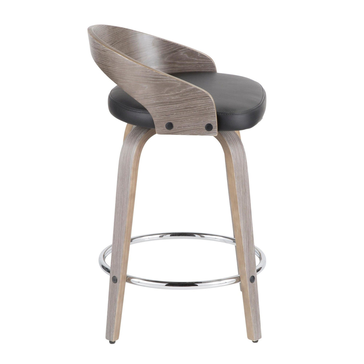 Grotto - Counter Stool (Set of 2) - Light Gray Wood And Black Faux Leather
