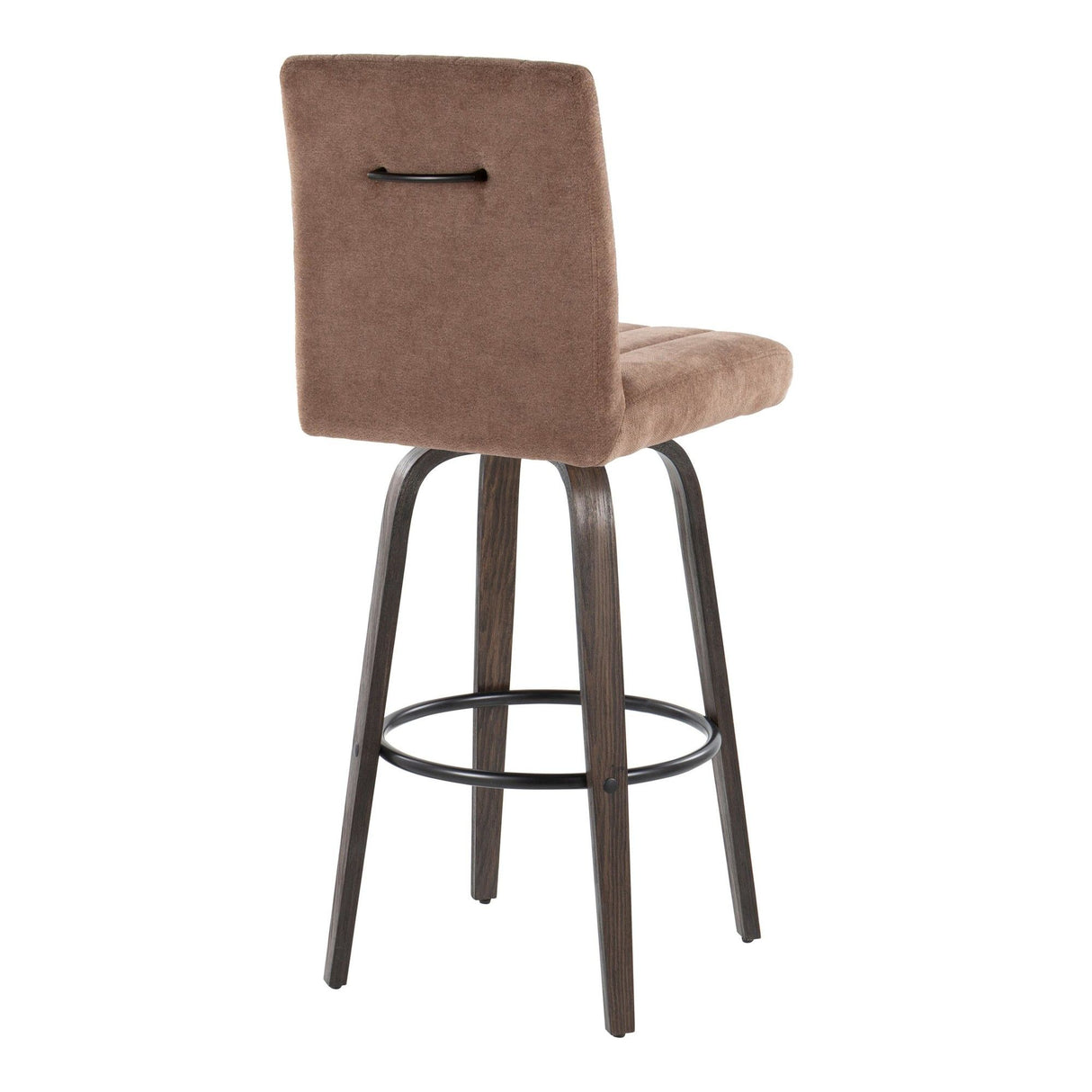 Hannah - Fixed-Height Barstool With Swivel And Round Black Metal Footrest (Set of 2) - Walnut Glazed Wood