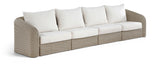 Seacrest - Olefin Water Resistant Fabric And Wicker 4 Piece Outdoor Patio Modular Sofa