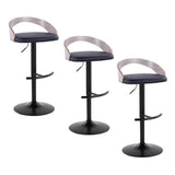 Grotto - Adjustable Barstool - Black Metal, Light Gray Wood