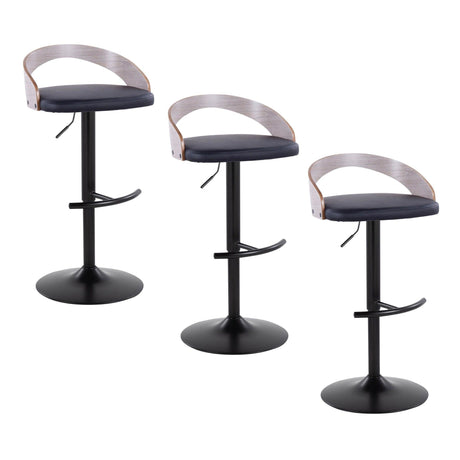 Grotto - Adjustable Barstool - Black Metal, Light Gray Wood