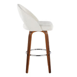 Renee - Upholstered Fixed-Height Barstool (Set of 2) - Walnut Wood, Chrome Metal