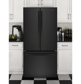 GE GWE19JGLBB - 33 in. 18.6 cu. ft. Counter Depth French Door Refrigerator with Internal Water Dispenser - Black