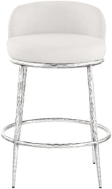 Ferro - Upholstered Counter Stool With Brushed Silver Base