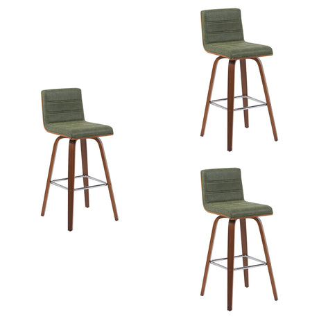 Vienna - Modern Swivel Bar Height Stool - Walnut Finished Wood Frame