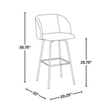 Fran - Swivel Fixed-Height Barstool (Set of 2) - Black Metal, Cream Velvet, Gold Metal