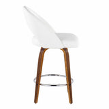 Renee - Upholstered Fixed-Height Barstool (Set of 2) - Walnut Wood, Chrome Metal