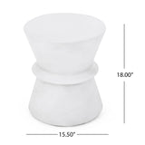 Outdoor Lightweight Concrete End Table With Hourglass Structure - Antique White