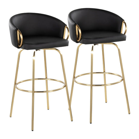 Claire - 30" Fixed-Height Barstool (Set of 2) - Gold Base