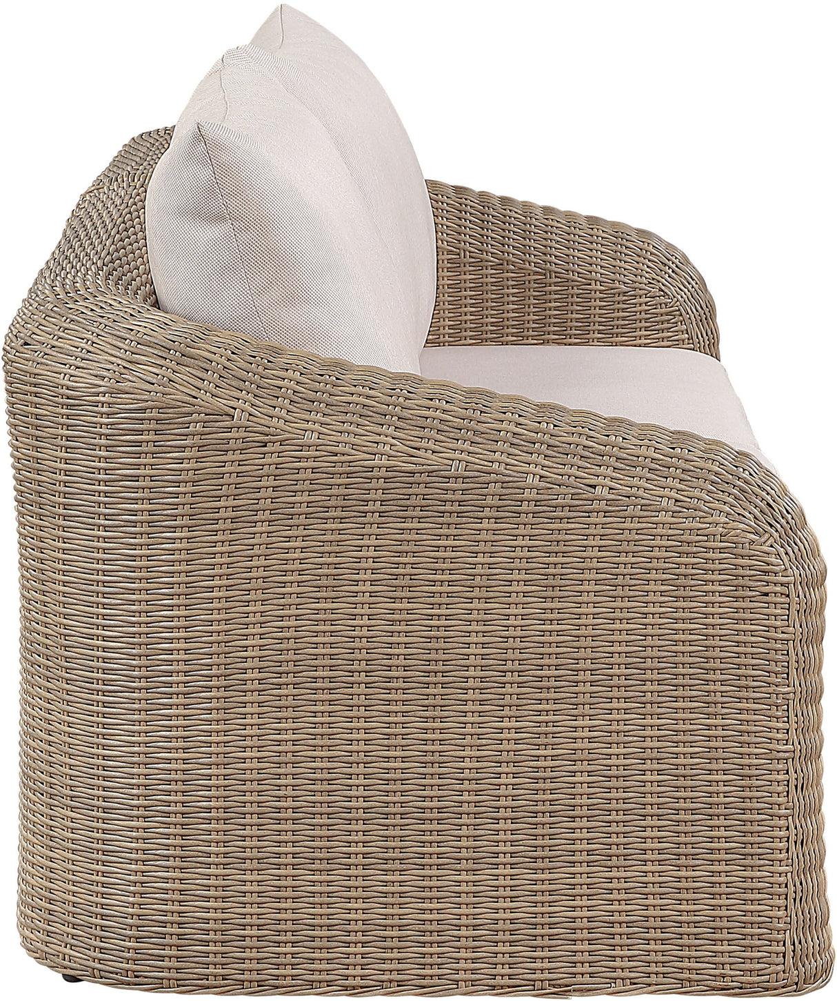 Seacrest - Olefin Water Resistant Fabric And Wicker 2 Piece Outdoor Patio Modular Loveseat