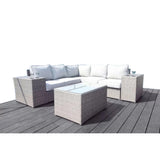 Outdoor Wicker Sectional With Weather Resistant Cushions And Table