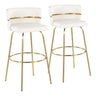 Cinch - 30" Fixed-Height Barstool With Swivel And Round Footrest (Set of 2) - Gold Metal