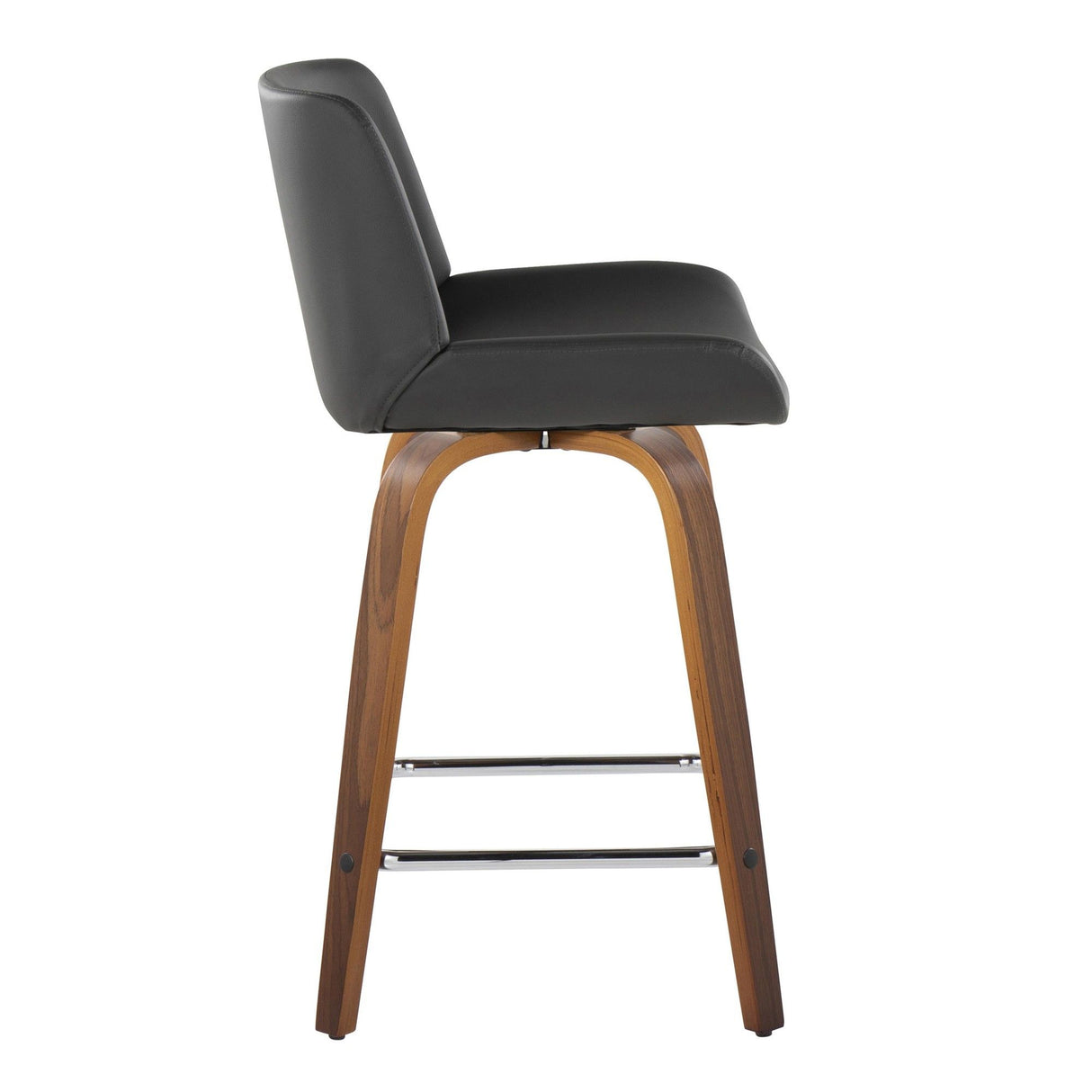 Santi - 24" Fixed-Height Counter Stool With Swivel - Walnut Wood (Set of 2)