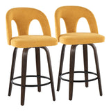 Ava - Upholstered Fixed-Height Barstool (Set of 2) - Walnut Glazed Wood Base