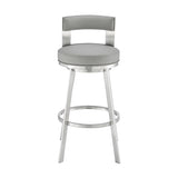 Lynof - Swivel Bar Stool - Brushed Stainless Steel Finish