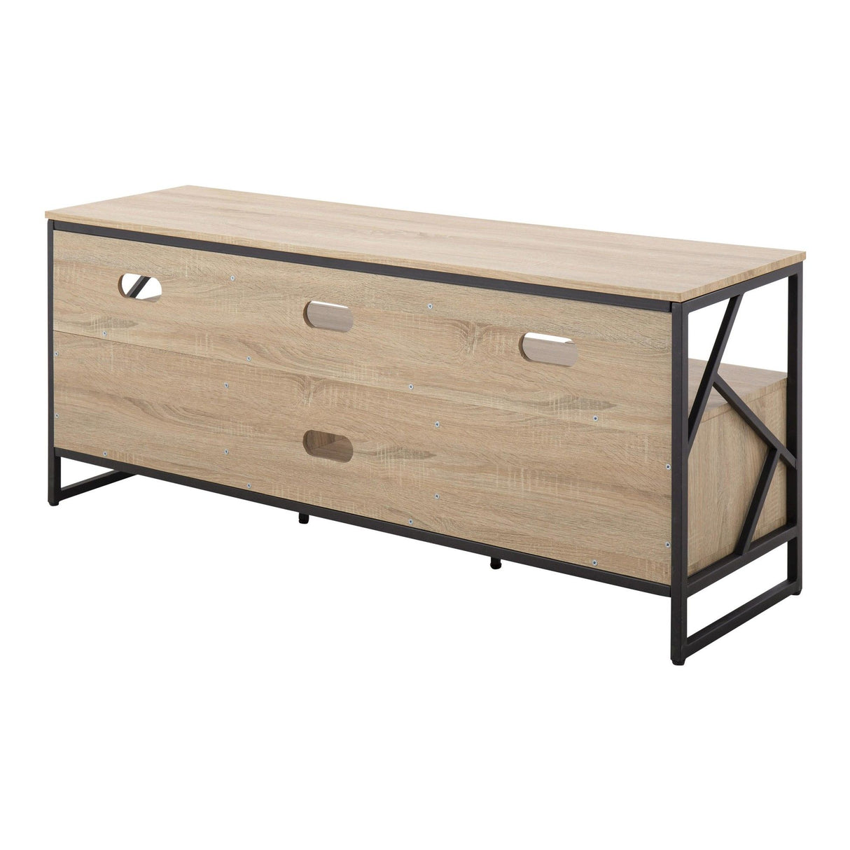 Folia - TV Stand - Natural Wood And Black Steel