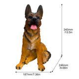 Realistic German Shepherd Statue, Weather Resistant Outdoor Garden Sculpture - Brown / Black