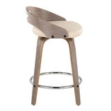 Cassis - Modern Fixed-Height Swivel Counter Stool With Light Gray Frame (Set of 2)