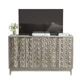 Modern Style Buffet Cabinet, Sideboard Buffet Cabinet With Storage, Storage Cabinet With 4 Diamond Shaped Relief Doors For Living Room, Dining Room, Entryway, Hallway, Kitchen - Gray - Gray