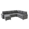 U - Shaped Convertible Sectional Sofa Bed With Storage, USB Charger & Cup Holders