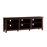 Modern 3 Shelf Open Storage 70" TV Stand For 80" TVs - Brown