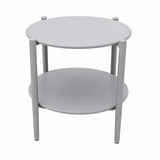 Round Outdoor Coffee Table With Shelf For Garden - Gray