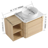 Mounted Bathroom Vanity With Art Sink, Storage Shelves, Soft Close Door