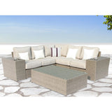 Outdoor Wicker Sectional With Weather Resistant Cushions And Table