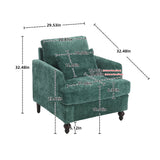 Modern Mid Century Wood Frame Armchair With Tufted Design