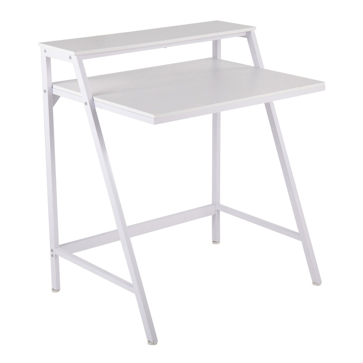 2-Tier - Office Desk - White Steel And White Wood