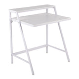 2-Tier - Office Desk - White Steel And White Wood